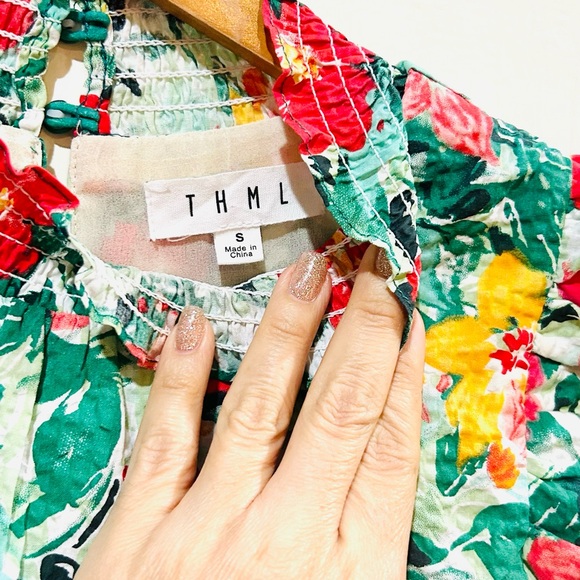 {THML} Floral Print Ruffle Top - Picture 6 of 7